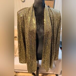 Gold Sequin Open Front Cardigan